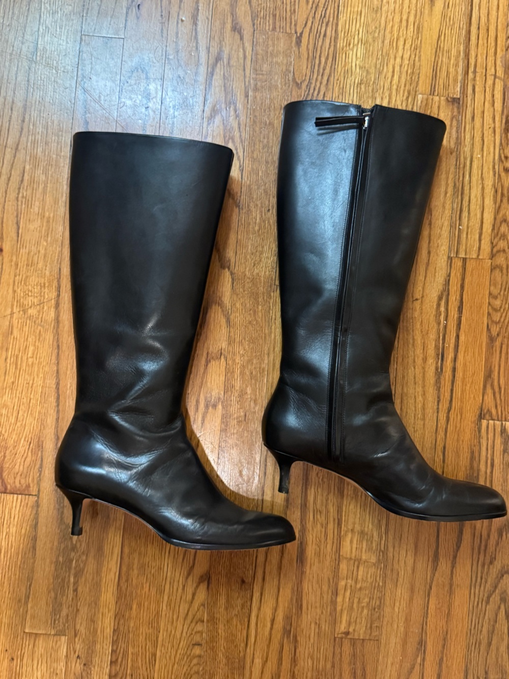 Reformation Xandra heeled Knee Boot Black Leather like new 9